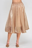 Ellison Shiny Bubble Hem Midi Skirt in Camel