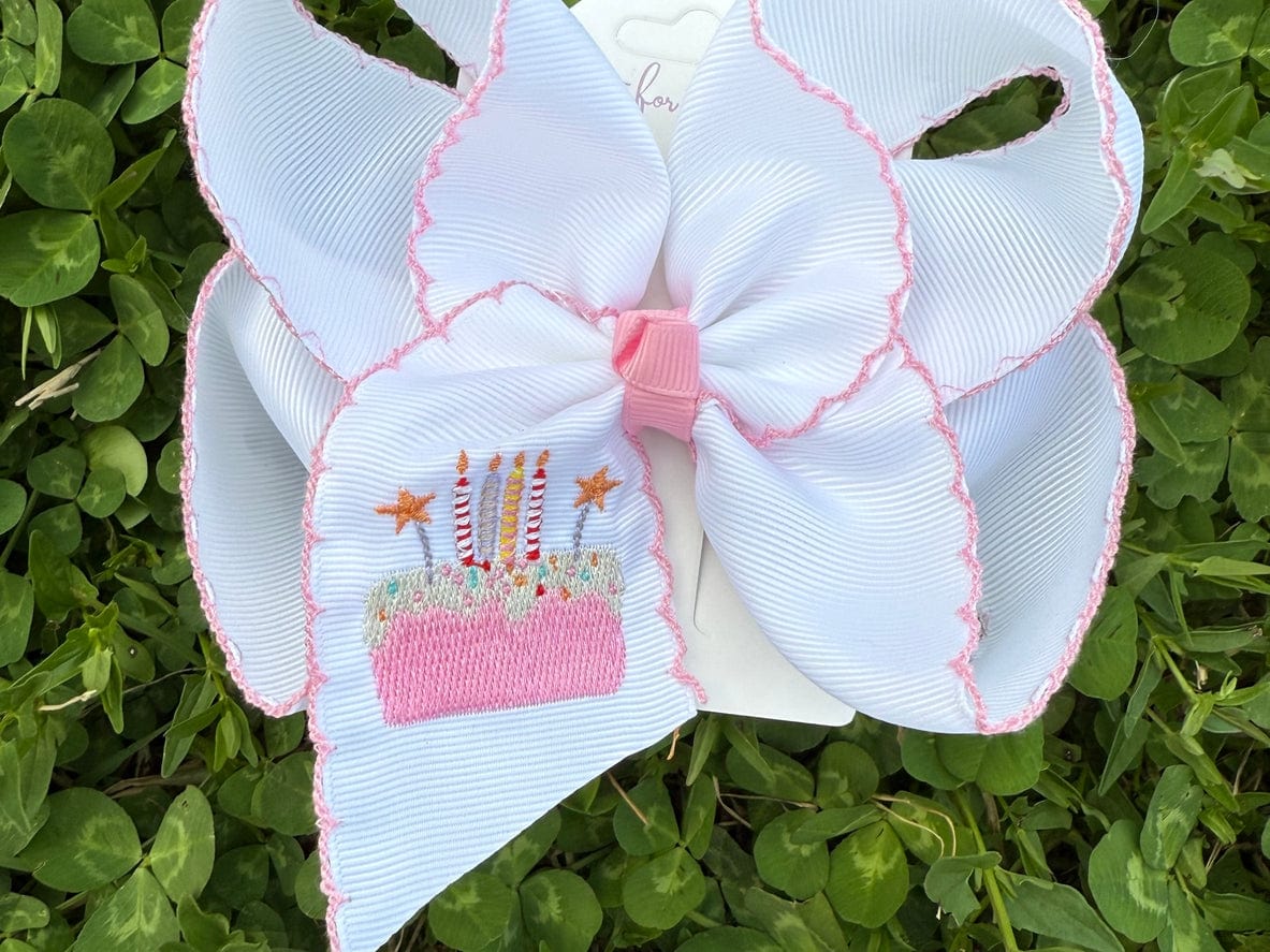Just For Fun Threads Birthday Cake Hair Bow 5.5" - Little Miss Muffin Children & Home