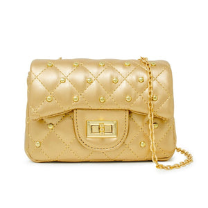 Zomi Gems Classic Quilted Stud Handbag in Gold