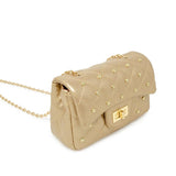 Zomi Gems Classic Quilted Stud Handbag in Gold