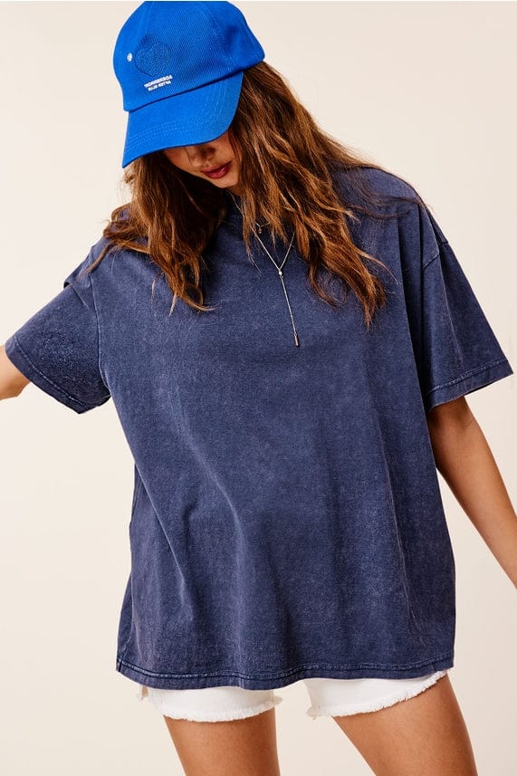 La Miel La Miel Mineral Washed Short Sleeve Oversized Top - Little Miss Muffin Children & Home