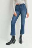 Just Black Denim High Rise Crop Flare in Dark Denim