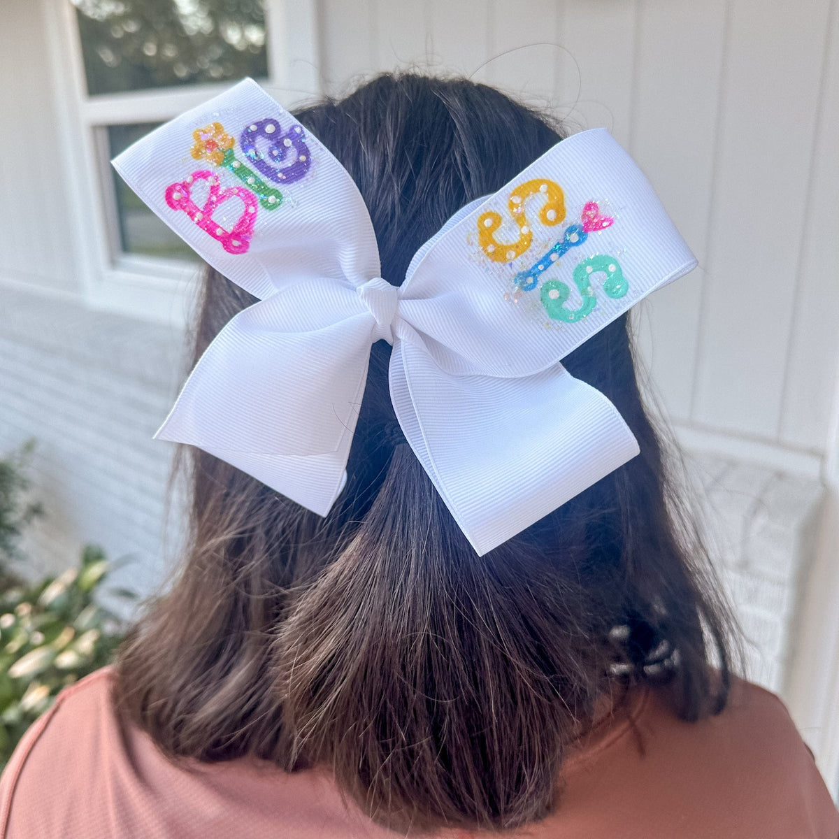 Heidi Davis Heidi Davis Big Sis Hand Painted Bow Double Glitter - Little Miss Muffin Children & Home