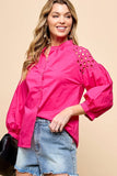 Cezele Lantern Sleeve Blouse in Rose