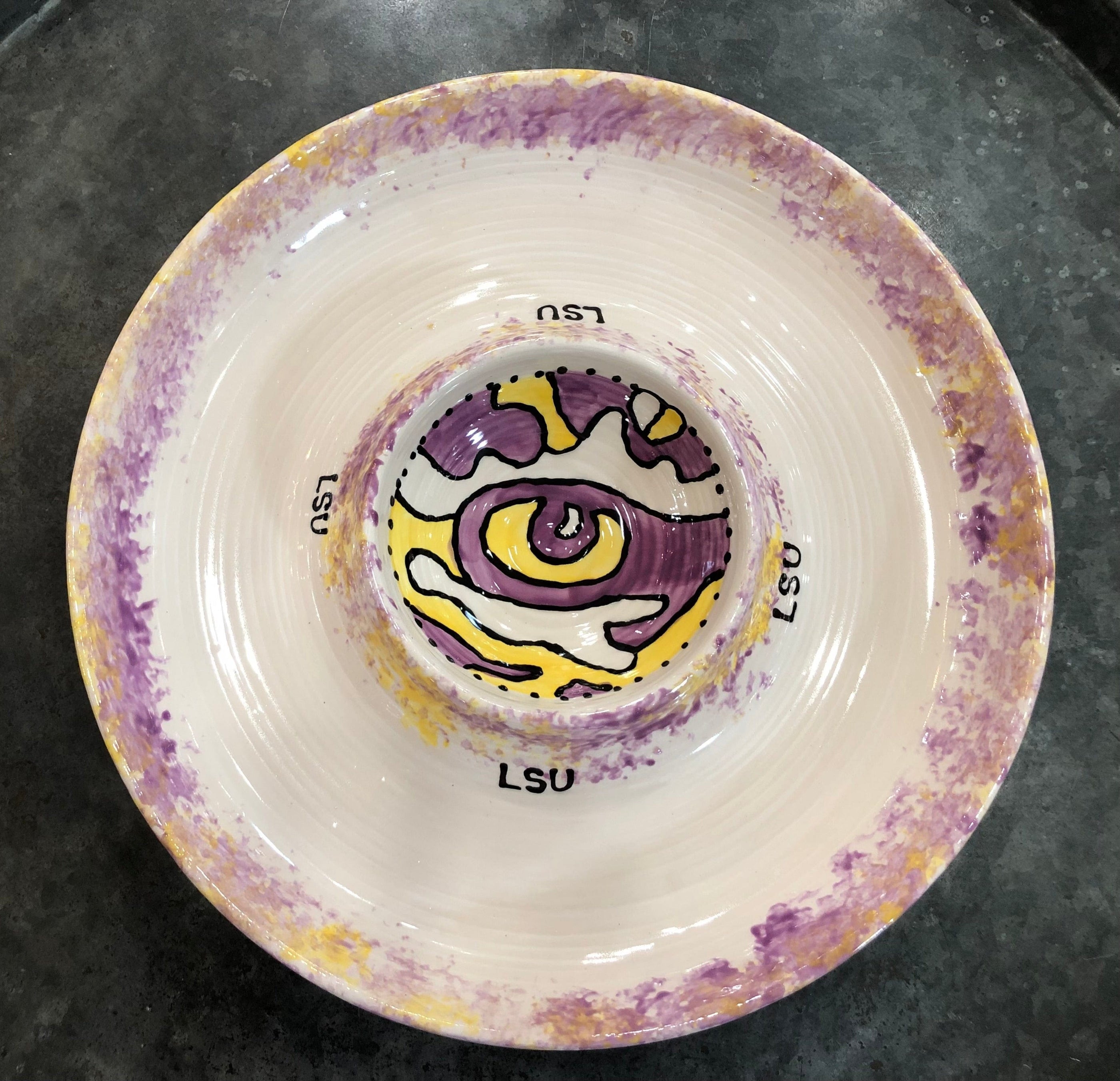 Jan Salzer Art LSU Round Chip & Dip - Little Miss Muffin Children & Home