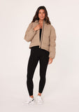 Lovestitch Long Sleeve Zip-Up Hooded Puffer Jacket, Taupe