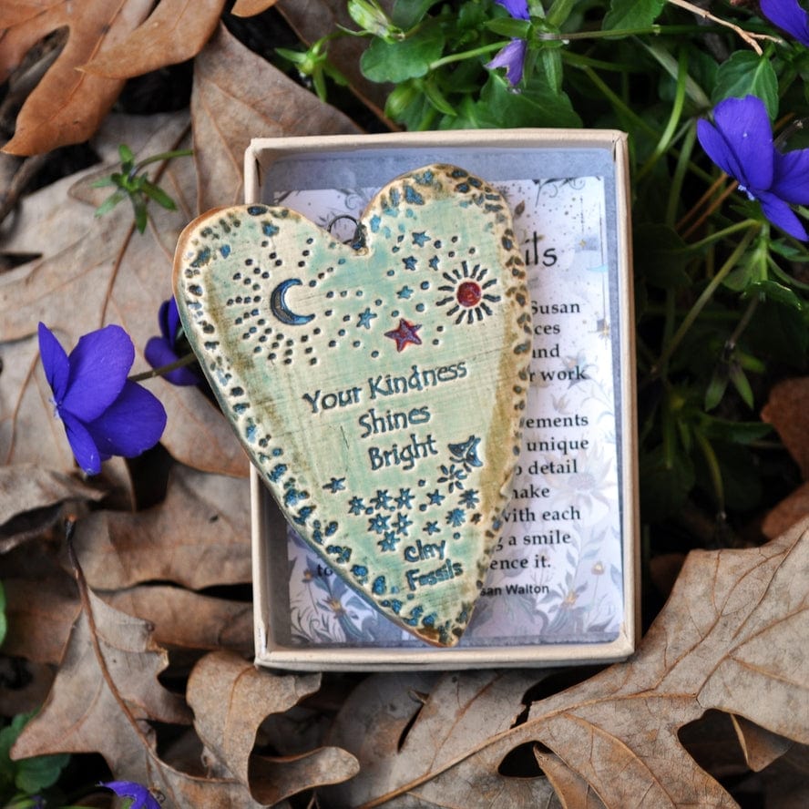 Clay Fossils Clay Fossils Kindness Shines Handmade Pottery Heart Memento - Little Miss Muffin Children & Home