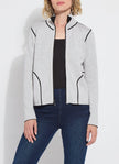 Lyssé Reversible Cashmere Zip-Up Cardigan – Black/Pearl Grey Melange