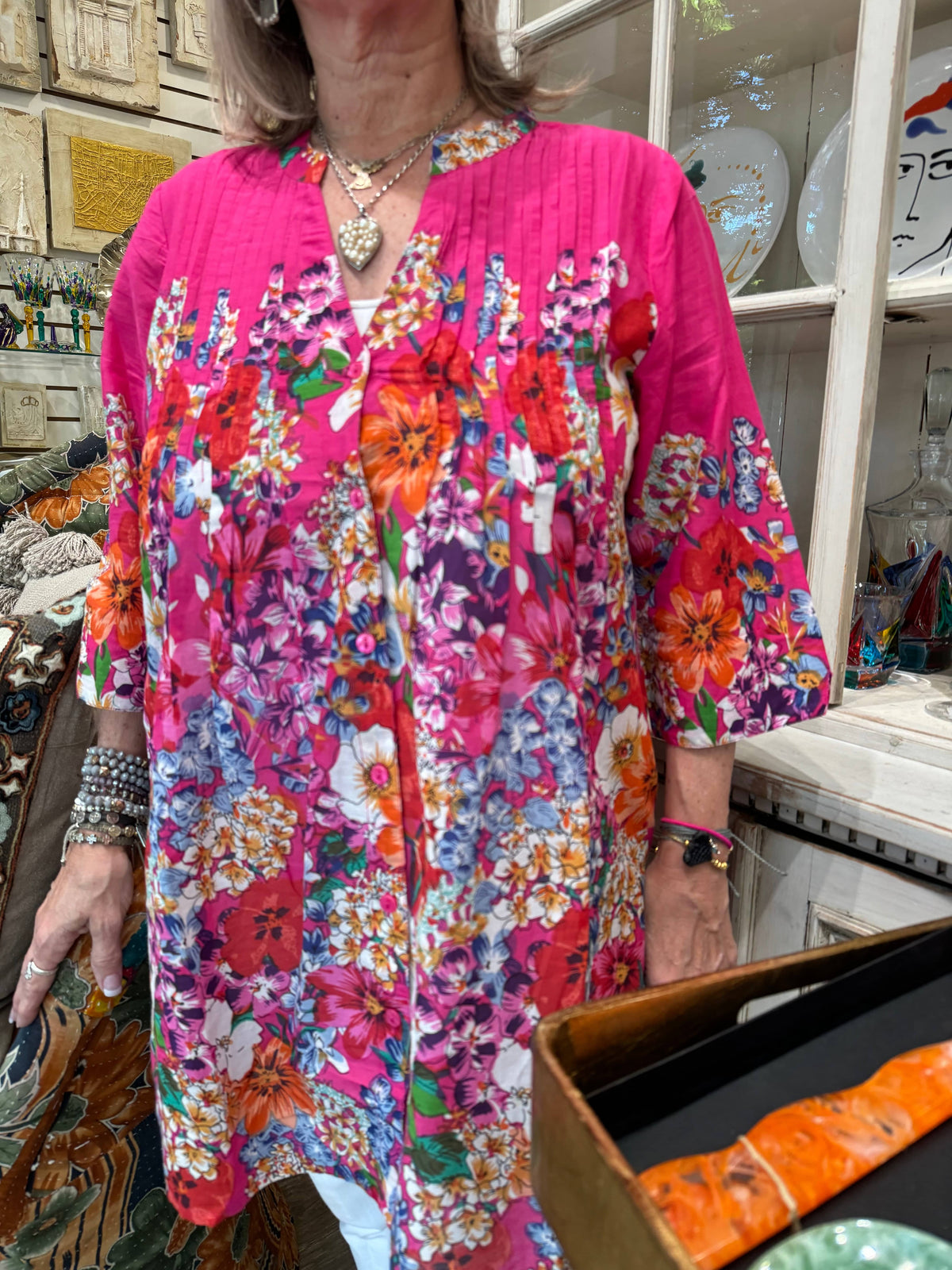 La Cera La Cera Floral Pintuck Pleated Tunic - Little Miss Muffin Children & Home