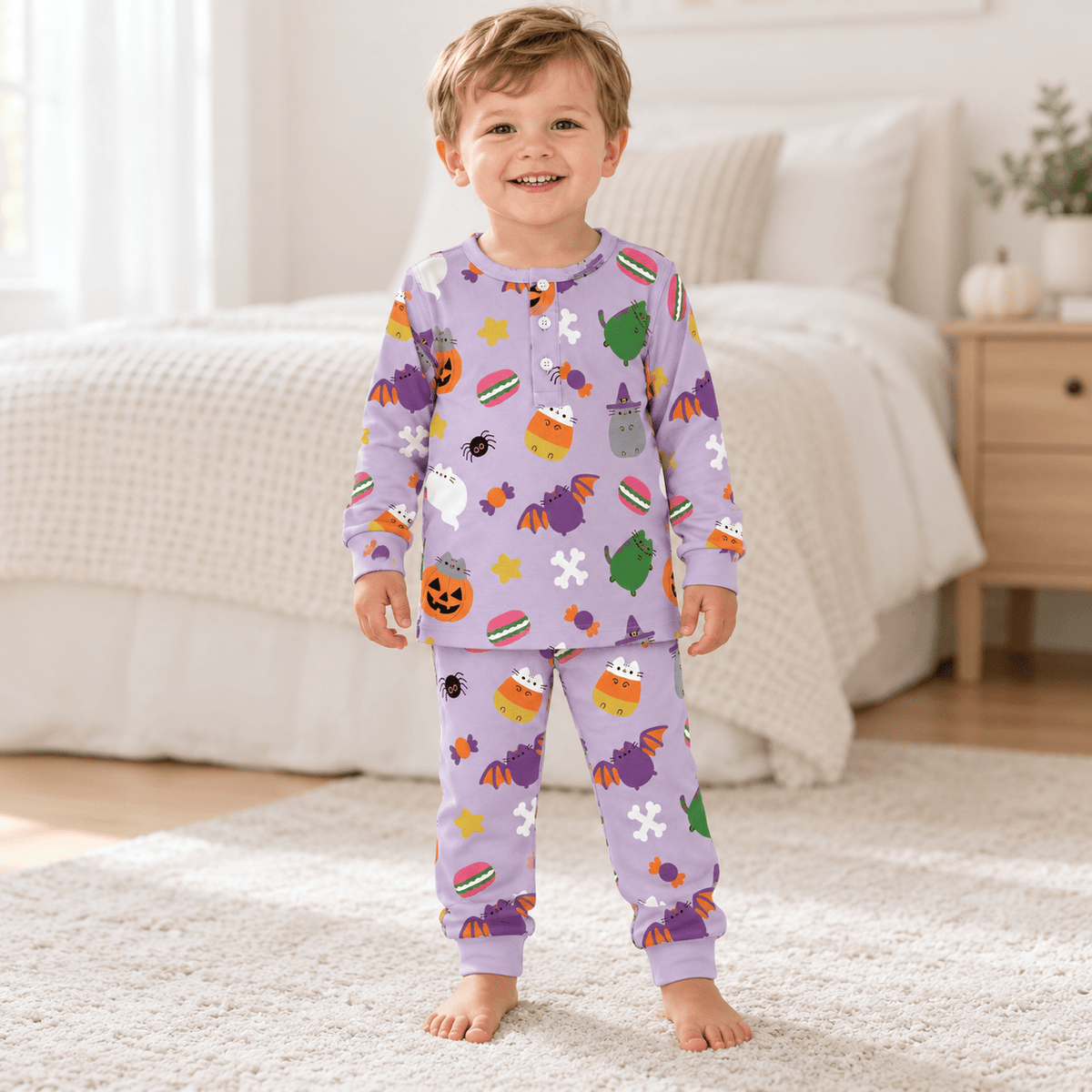 Lulu Bebe Kids’ Halloween Pima Cotton 2-Piece Pajamas – Lavender