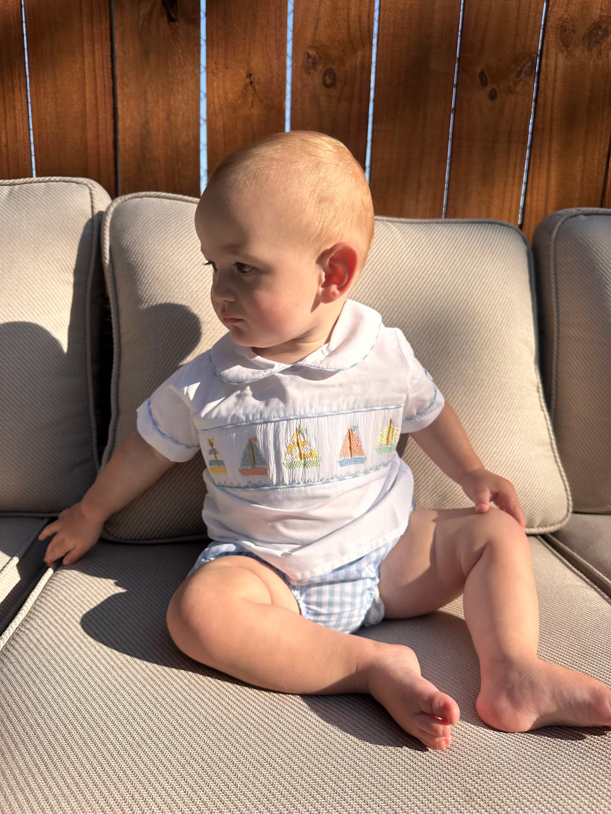 Sailboat Smocked Champ Bloomer Set