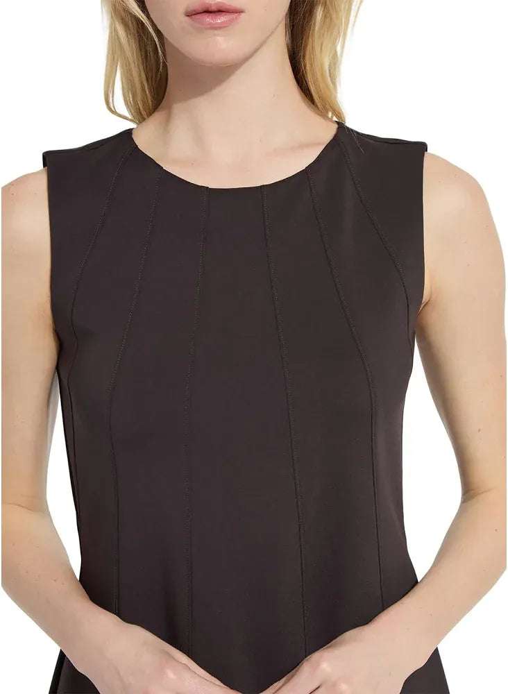 Maurelle Neoprene Seamed Dress in Double Espresso