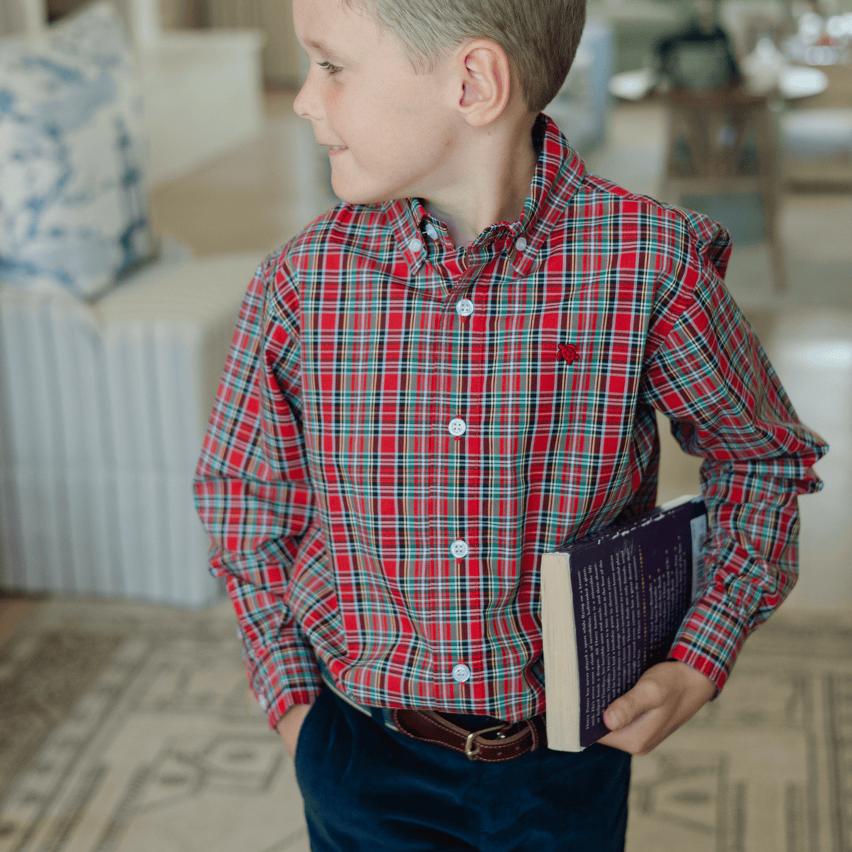 J. Bailey Boys’ Roscoe Tartan Plaid Long-Sleeve Button-Down Shirt