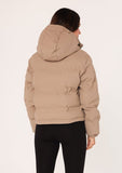 Lovestitch Long Sleeve Zip-Up Hooded Puffer Jacket, Taupe