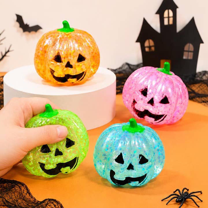 Glitter Halloween Pumpkin Squeeze Squishy Stress Relief Toy