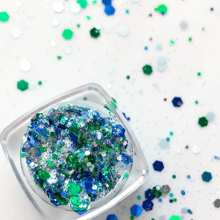 Teal Green Tulane Wave Face and Body Glitter Gel