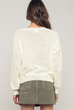 Urban Daizy Beach Embroidered Crochet Knit Sweater in Ivory