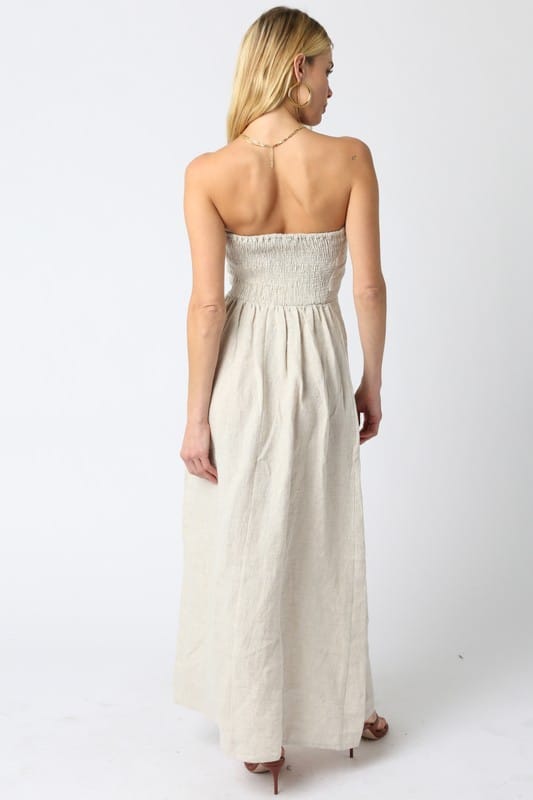 Irise Linen Maxi Dress in Melange Khaki