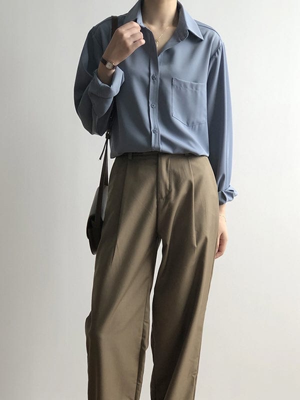 KooPros KooPros Long Sleeve Blouse in Blue - Little Miss Muffin Children & Home