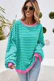 LDC Stripe Contrast Trim Sweatshirt in Sky Blue