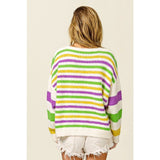 Ive Mardi Gras Striped Comfy Sweater in Ivory Multi