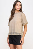 Ellison Metallic Plisse Blouse Gold