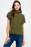 Ellison Sleeveless Turtle Neck Sweater Vest in Olive