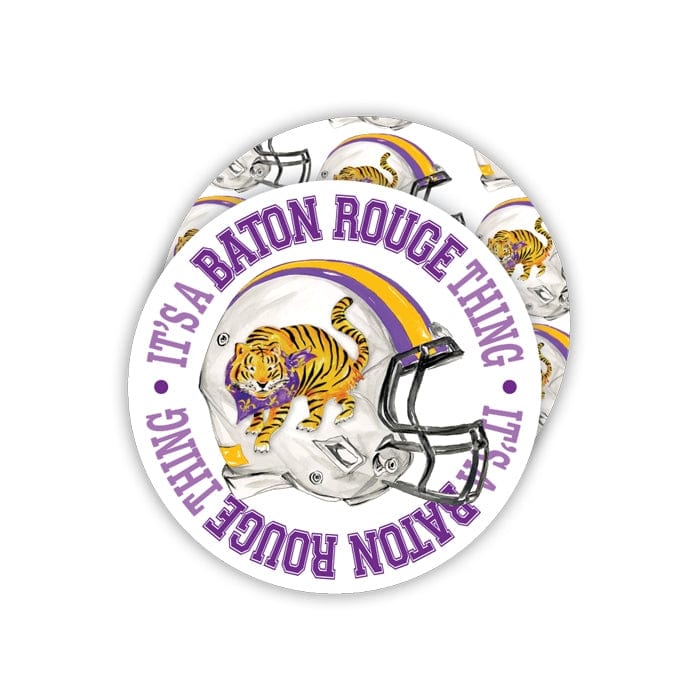 RosanneBeck Collections It's A Baton Rouge Thing Round Coaster with Helmet Purple & Yellow Tiger, 20 Pack - Little Miss Muffin Children & Home