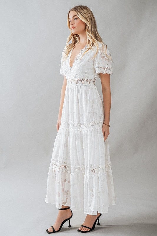 Fashion Week Floral Lace Trim Maxi Dress, Ivory - Little Miss Muffin Children & Home