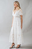 Floral Lace Trim Maxi Dress, Ivory