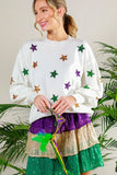 Vine & Love Vine & Love Balloon Sleeve Mardi Gras Sequin Stars Sweater - Little Miss Muffin Children & Home