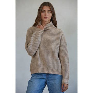 By Together Sedona Turtleneck Pullover Sweater in Taupe