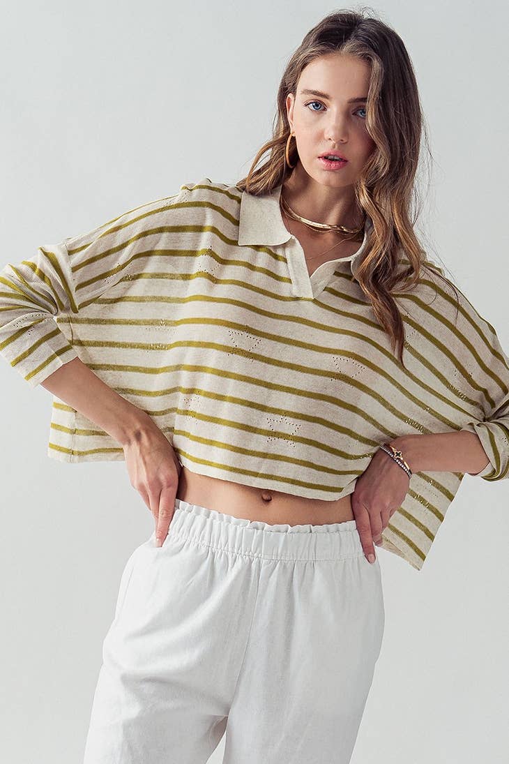 Fashion Week Fashion Week Sydney Eyelet Star Striped Polo - Little Miss Muffin Children & Home