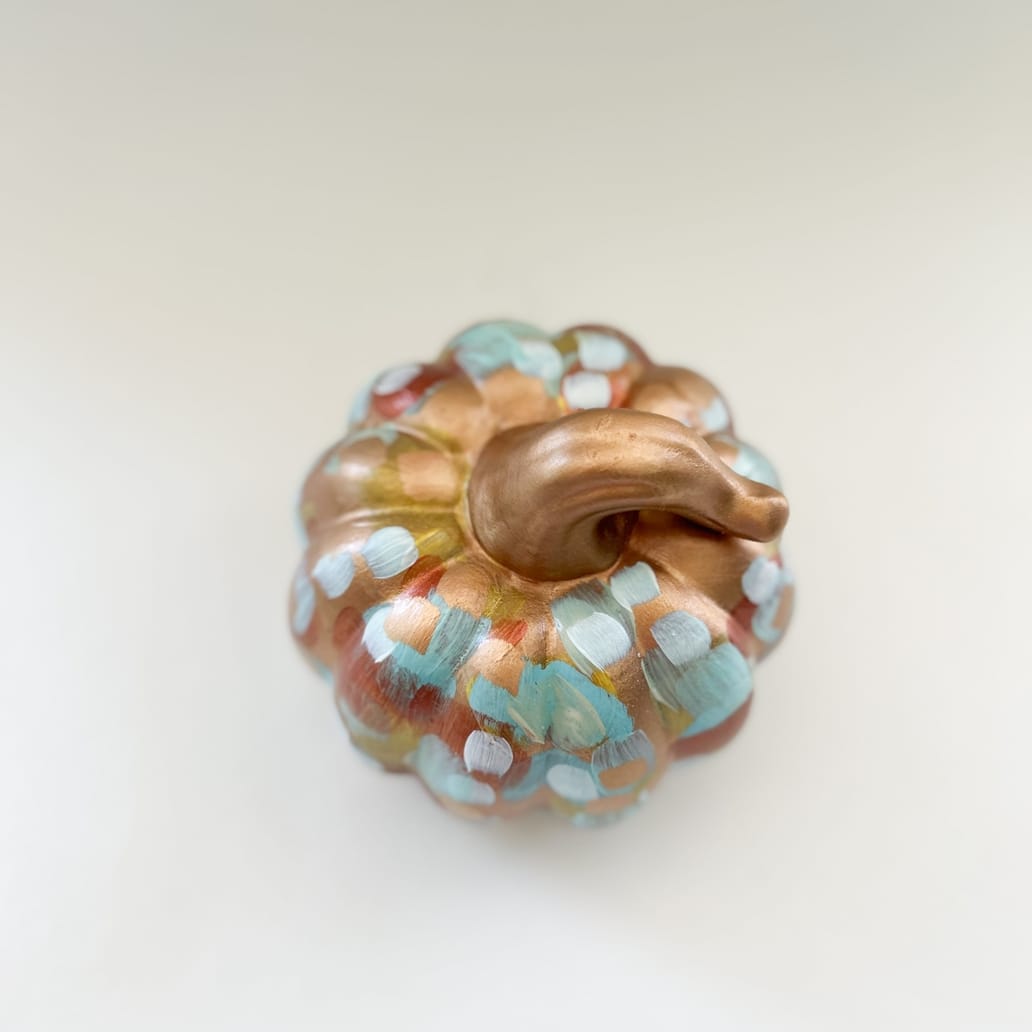 Tall Copper Abstract Pumpkin