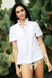 Cezele Short Sleeve Ruffle Blouse