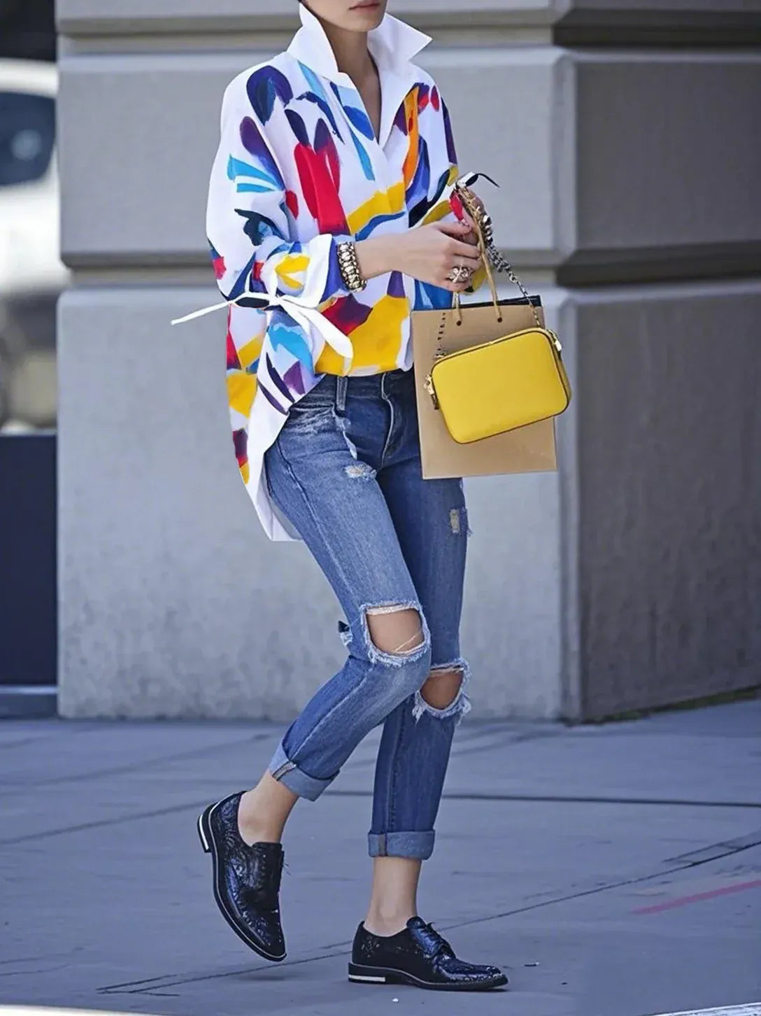 Flarix Abstract Print White Blouse - Little Miss Muffin Children & Home