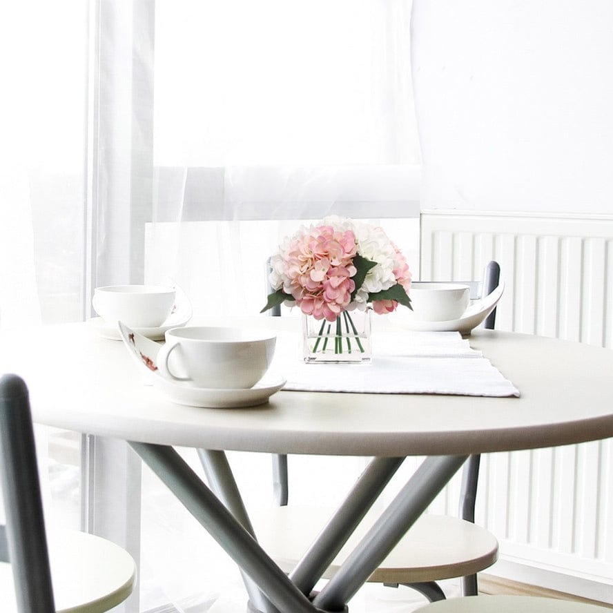 Larksilk Larksilk Pink & White Hydrangea Flowers in Glass Vase with Water Look - Little Miss Muffin Children & Home
