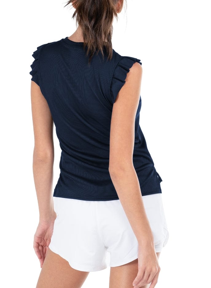 Lucky In Love Lucky in Love Women's Rib Tank with Ruffle Cap Sleeve in Midnight Navy - Little Miss Muffin Children & Home