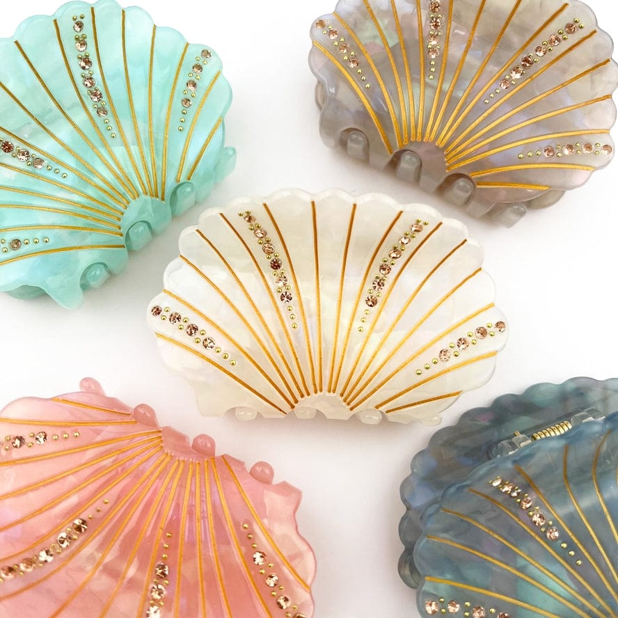 The Diva Soap Crystal Shell Claw Clip, Ocean Creatures Hair Clip in Green - Little Miss Muffin Children & Home