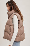 Bluivy Zipper Front Puffer Vest, Mushroom