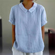 FurDecoration Loose Fit Peter Pan Collar Light Blue Linen Shirt - Little Miss Muffin Children & Home