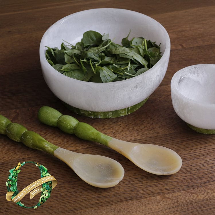 Beatriz Ball Beatriz Ball Rio Large Round Resin Bowl with Base, White & Green - Little Miss Muffin Children & Home