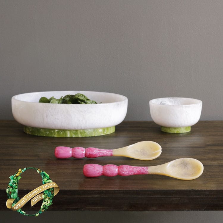 Beatriz Ball Beatriz Ball Rio Small Round Resin Bowl with Base,White & Green - Little Miss Muffin Children & Home