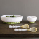 Beatriz Ball Vida Resin Large Oval Bowl with Base, White and Green