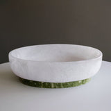 Beatriz Ball Vida Resin Large Oval Bowl with Base, White and Green