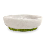 Beatriz Ball Vida Resin Large Oval Bowl with Base, White and Green