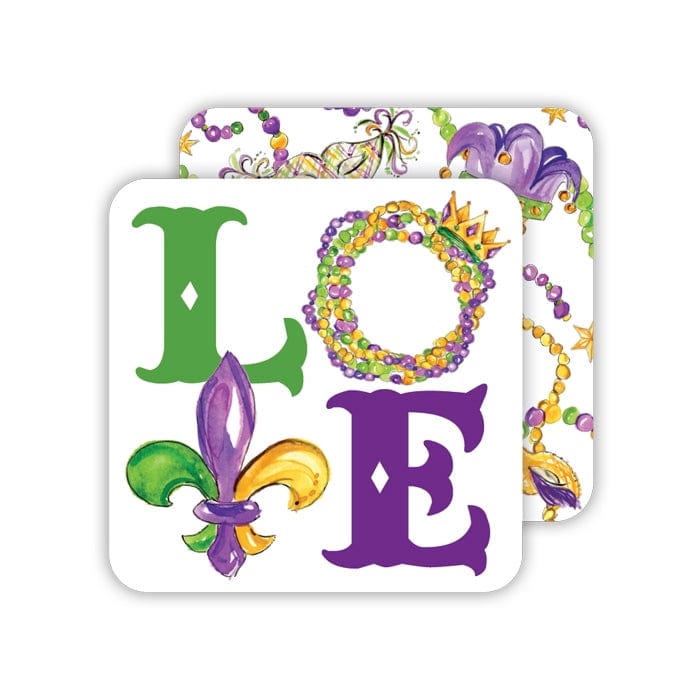 RosanneBeck Collections RosanneBeck Collections Mardi Gras LOVE Square Coasters - Little Miss Muffin Children & Home