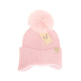 C.C Beanie Kids Ear Flap Pom Beanie in Pink