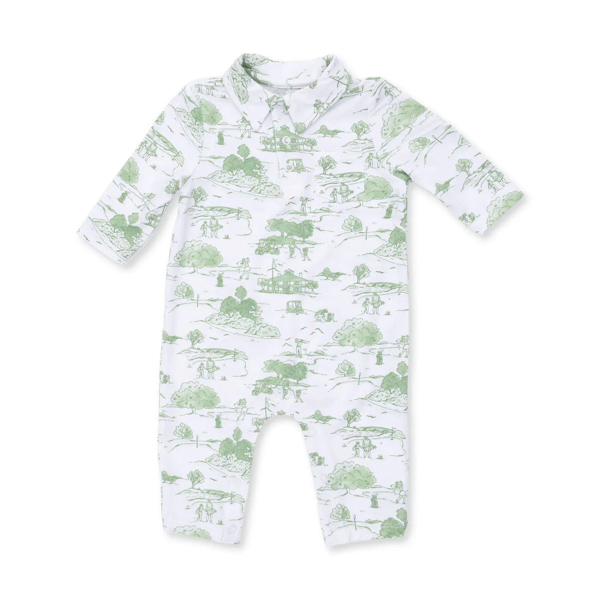 Golf Toile Green Polo Romper