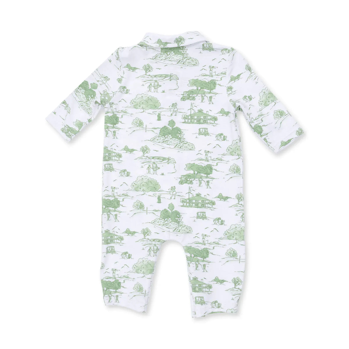 Golf Toile Green Polo Romper